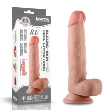 Фаллоимитатор с мошонкой - Sliding Skin Dual Layer Dong 8''