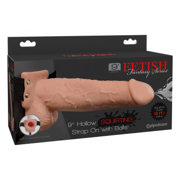 Страпон - Fetish Fantasy Hollow Squirting Strap-on With Balls, 9"