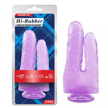 Подвійний фалоімітатор - Hi-Rubber 7.9" Double Dildo Purple