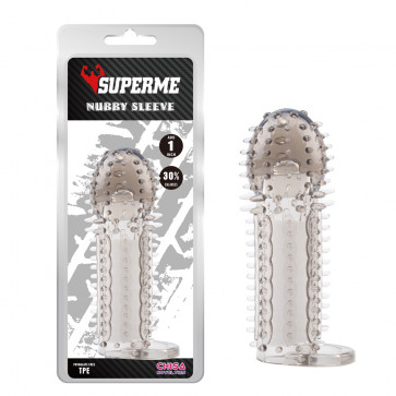 Насадка на член - SuperMe Nubby Sleeve Grey