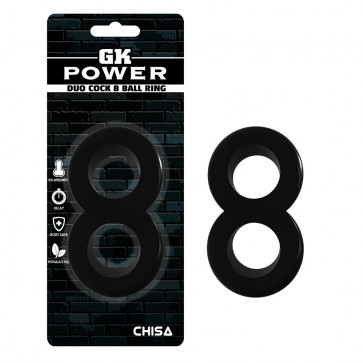Ерекційне кільце - GK Power Duo Cock 8 Ball Ring Black