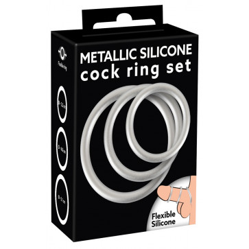 Набор эрекционных колец - Metallic Silicone Cock Ring Set