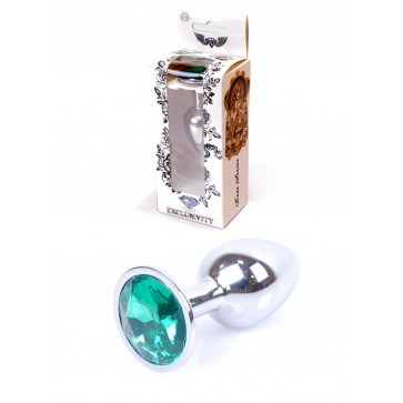 Анальная пробка - Jewellery Silver Plug Green