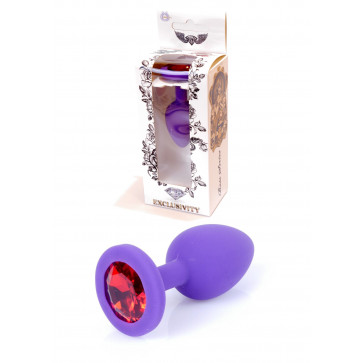 Анальна пробка - Silikon Purple Plug Small Red Diamond