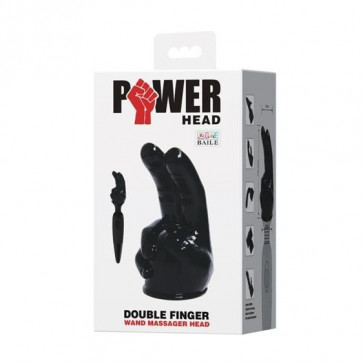 Насадка на вібромасажер - Double Finger Wang Massager Head Black Transparent