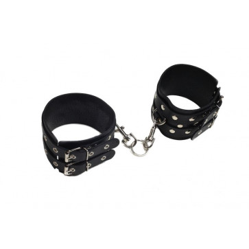 Кайдани Leather Double Fix Leg Cuffs, BLACK