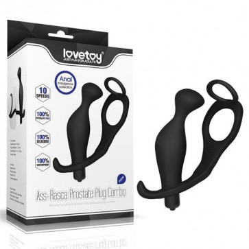 Анальна пробка - Ass Rasca Prostate Plug Combo Vibrating Black