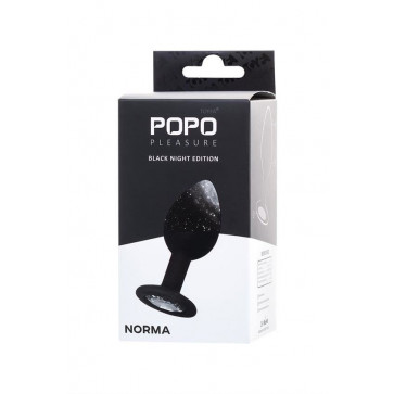 Анальна пробка - POPO Pleasure by TOYFA butt plug with S rhinestone, silicone, black, 7.2 cm, O 2.8 