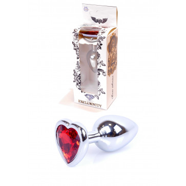 Анальна пробка - Jewellery Silver  Heart PLUG Red