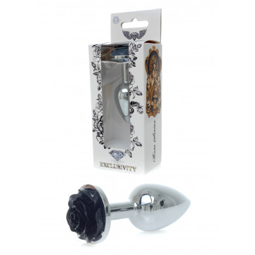 Анальна пробка - Jewellery Silver PLUG ROSE Black