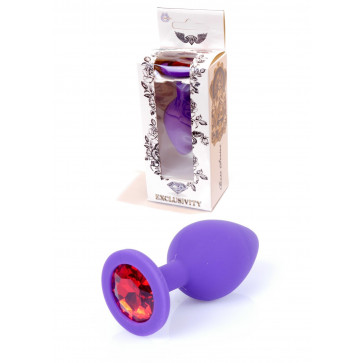 Анальна пробка - Jewellery Purple Silicon PLUG Medium Red Diamond