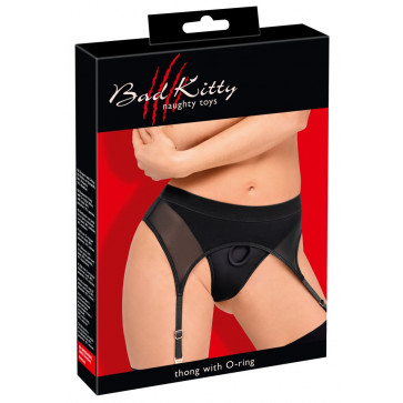 Трусики для страпону - 2493578 Bad Kitty Suspender Thong, black