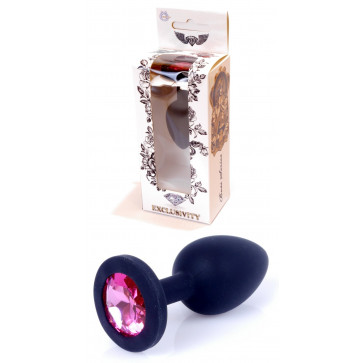Силиконовая анальная пробка Boss Series - Jewellery Black Silicon PLUG Medium Pink M, BS6400087