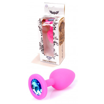 Силиконовая анальная пробка Boss Series - Jewellery Pink Silicon PLUG Medium Light Blue M, BS6400085