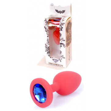 Силиконовая анальная пробка Boss Series - Jewellery Red Silicon PLUG Small  Blue S, BS6400080