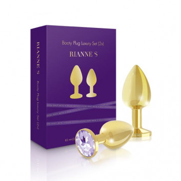 Набор металлических анальных пробок с кристаллом RIANNE S - Booty Plug Luxury Set, диаметр 3 и 3,5 см