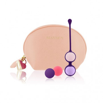 Набор вагинальных шариков Rianne S: Pussy Playballs Nude, вес 15г, 25г, 35г, 55г, монолитные, косметичка 