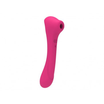 Вибратор и вакуумный клиторальный стимулятор 2-в-1 Alive Quiver Magenta Pink обновленная модель	