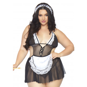 Leg Avenue Roleplay Fantasy French Maid + 1X-2X Black/White
