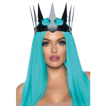Leg Avenue Faux leather spiked crown Black