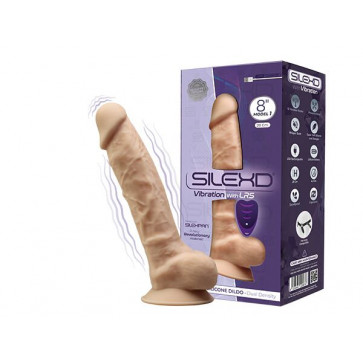 Фаллоимитатор с вибрацией SilexD Vetus Vibro Flesh (MODEL 1 size 8in) + LRS, двухслойный, диаметр 4,