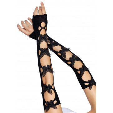 Митенки Leg Avenue Butterfly applique arm warmers Black, бабочки