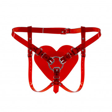 Трусики Сердце для страпона Feral Feelings - Hearts Strap-on Belt Red Trasparent