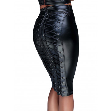 Юбка-карандаш со шнуровкой Noir Handmade F152 Powerwetlook pencil skirt, XXL, с мокрым эффектом