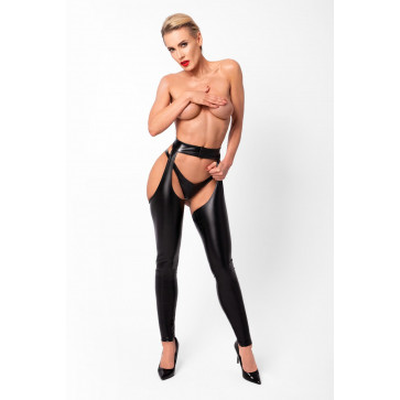 Леггинсы Noir Handmade F323 Rebel, S, black, под латекс, с открытыми бедрами и ягодицами