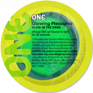 Презерватив ONE Glowing Pleasures, 1 шт, светится в темноте, со смазкой