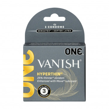 Презервативы ONE Vanish Hyperthin, 3 шт, ультратонкие, со смазкой, картонная упаковка