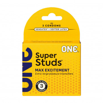 Презервативы ONE Super Studs, 3 шт, с точечным рельефом, со смазкой, упаковка — картонная коробка