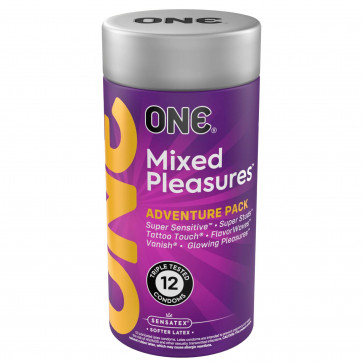 Презервативы ONE Mixed Pleasures, 12 шт, 6 видов, подарочная упаковка-тубус