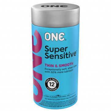 Презервативы ONE Super Sensitive, 12 шт, гладкие, с дополнительной смазкой, упаковка-тубус