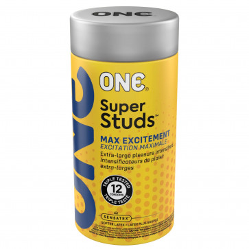 Презервативы ONE Super Studs, 12 шт, с точечным рельефом, со смазкой, подарочная упаковка-тубус