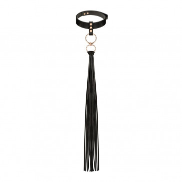 Ошейник с флоггером Rosy Gold - Collar with Flogger - Black
