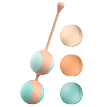 Вагинальные шарики Liebe Kewos — Peach/Mint, 5 шариков в комплекте, 15, 25, 35, 45 и 55 г