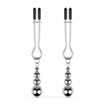 Зажимы для сосков Bedroom Fantasies: Nipple Clamps with Beaded Chain - Silver
