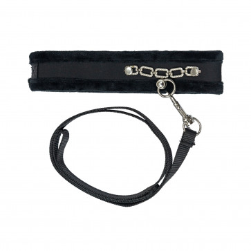 Ошейник с поводком Punishment - Crystal Collar & Leash – Black