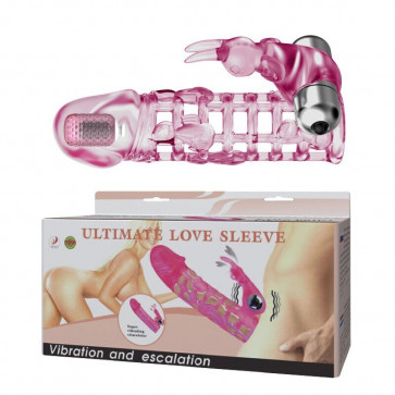 Удлиняющая насадка с вибрацией и стимулятором клитора Ultimate Love Sleeve, BI-026201A