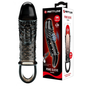 Удлиняющая насадка с вибростимуляцией ( на 2,5 см ) BAILE PRETTY LOVE - PENIS SLEEVE Cecelia, BI-026242-1