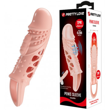 Удлиняющая насадка с вибростимуляцией ( на 2,5 см ) PRETTY LOVE - PENIS SLEEVE Cecelia, BI-026242
