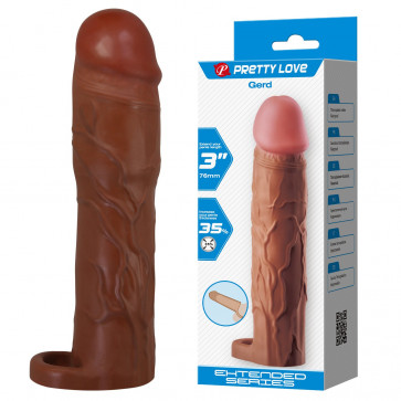 Удлиняющая насадка презерватив Pretty Love - Gerd 3" Brown, BI-026258-1