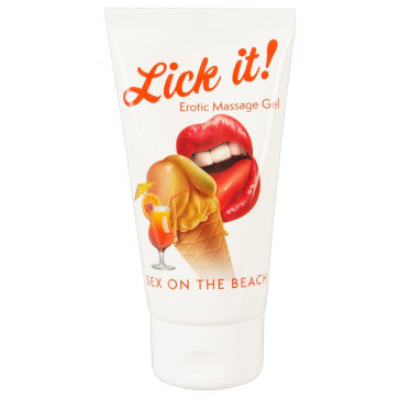 Веганский массажный гель на водной основе с ароматом и  вкусом Lick it - SEX ON THE BEACH , 50 мл