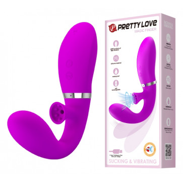 Вибростимулятор точки G с вакуумной стимуляцией PRETTY LOVE - MAGIC FINGER, BI-014435