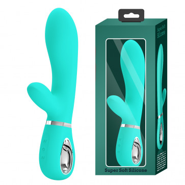 Вибратор с мягкой головкой и клиторальной стимуляцией Pretty Love - Thomas USB Green, BI-014621-3