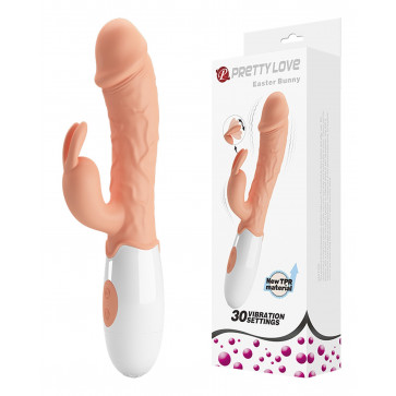 Вибратор с стимулятором клитора Pretty Love - Easter Bunny, BI-014962R