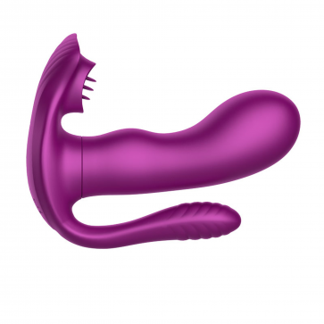 Вибромассажер с анальным и клиторальным стимулятором Boys of Toys - Tongue triple Stimulator PURPLE, BS561001-2