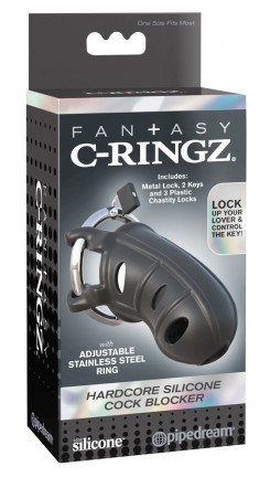 Fantasy C-Ringz Hardcore Silicone Cock Blocker - Black