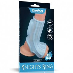 Насадка на член - Vibrating Ridge Knights Ring With Scrotum Sleeve Blue